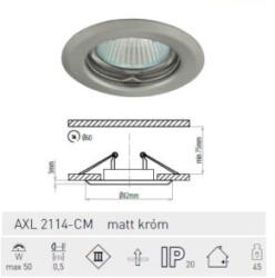 GREENLUX álmennyezeti spot lpt. fix, matt króm AXL2114-CM