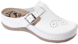  Ledi női bőr klumpa fehér csatos 402/18 (munkavédelmi is) 1 pár