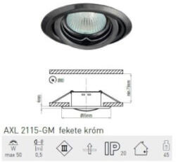 GREENLUX álmennyezeti spot lpt. állítható, fekete króm AXL2115-GM