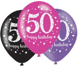  50 éves Happy Birthday léggömb lufi 6 db-os