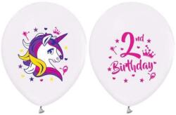  2 éves Unikornis Happy Birthday léggömb, lufi 5 db-os