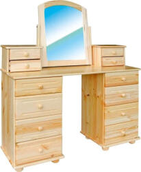Komforttéka Fenyőfa Fésülködőasztal - 10 Fiókos - Tükörrel