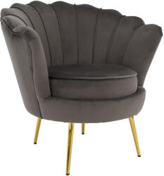 TEMPO KONDELA Art-deco stílusú fotel, szürkésbarna Velvet szövet/gold arany króm, NOBLEO