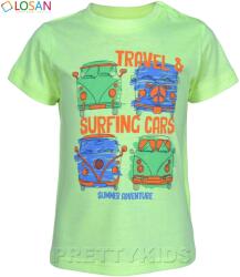  LOSAN póló neon zöld autós 3-6 hó (68 cm)