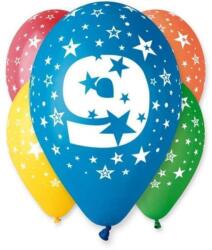  9 éves Happy Birthday léggömb, lufi 5 db-os (30, 5 cm)