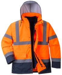 Portwest Jól láthatósági 4 az 1-ben kontrasztos közlekedési kabát S471ONRS, narancssárga/fekete színben, S méretben (S471ONRS)