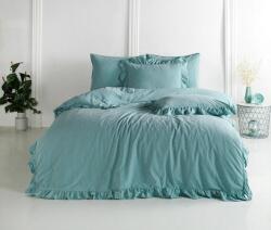  Pamut ágynemű 160x200 ásványkék fodros egyszínű dobozzal Stonewashed Mineral Blue