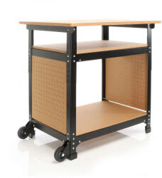 Wiltec mobil munkaasztal 68x50x66-82cm állítható magasságú polcokkal 63337