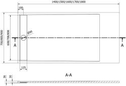 Mexen Amon SMC zuhanytálca 140 x 80 cm, fekete - 4F708014 Kompozit zuhanytálca Kompozit zuhanytálca (5905315073587)