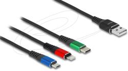 Delock Cablu de date Delock 3-in-1 90156, USB-A male - Lightning + Micro USB + USB-C, 2 m, Black (90156)