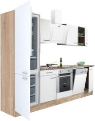 Leziter Yorki 280 konyhablokk sonoma tölgy korpusz, selyemfényű fehér front alsó sütős elemmel alulfagyasztós hűtős szekrénnyel (L280STFH-SUT-AF)