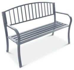  Kerti pad háttámlával, park pad teraszra és erkélyre, fémszerkezet, grafit