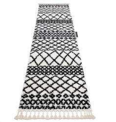 Berber Safi Futószőnyeg - Fehér-Fekete Geometrikus - 70x250 cm