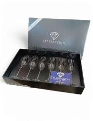 Pezsgős pohár készlet, kristályokkal díszítve, 6x210 ml