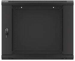 Lanberg 9U Fali Rack Szekrény - 600x600mm, Üvegajtós, Lapraszerelt, Fekete