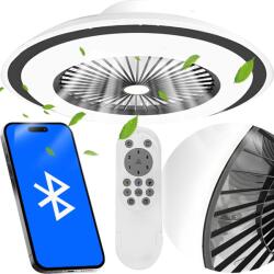 NewEvo LED mennyezeti lámpa ventilátorral, állítható fényerő 2900k-6500k, 2520 lumen, átmérő 52cm, teljesítmény 36+36W, távirányító, telefon, kapcsoló, 6 sebességfokozat, szerelési tartozékok - pepita - 34 4