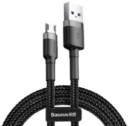 Baseus CAFULE adatkábel (USB - microUSB, 2.4A, gyorstöltő 3.0, 100cm, cipőfűző) SZÜRKE/FEKETE