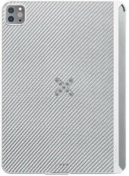 Apple iPad Pro 11 (2020 / 2021 / 2022), Műanyag hátlap töltőtok, PitaFlow vezeték nélküli töltővel, karbon minta, Pitaka MagEZ Pro Case, fehér - pepita