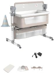 Babaágy, mozgatható, hordozható kivitel, szúnyoghálóval, khaki