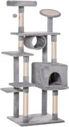PawHut Macska játszótér, MDF / Plus, 60x50x165 cm, szürke / bézs