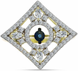  Arannyal Bevont Ezüst Gyűrű Kék Táncoló Gyémánttal és Fehér Topázzal, Y61204/59