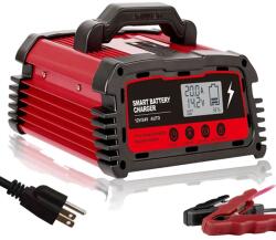  Intelligens akkumulátortöltő, 12 V/24 V gyors töltés, többvédelem LCD képernyővel, 10a töltés, 12 V -os, NÉMET