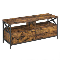VASAGLE Industria TV Szekrény Rusztikus Barna-Fekete Acélvázzal (LTV300B01V1)