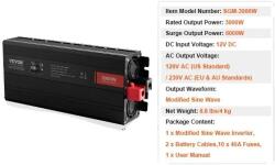  DC/AC inverter, több eszköz töltése, fejlett biztonsági védelem, 3000 W-os LED képernyő