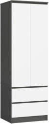 AKORD STAR S60 2D 2SZ Álló Szürke Grafit | Fehér Szekrény 60x180x51 cm Lemez 16 mm Kezelés ABS Matt Uchylne Ajtók 2 Fiókokkal Szürke Bútorok Egyszerű Összeszerelés (SP0PSYSSZARBIA001)