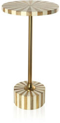 KARE Domero Cirque 25 Mangófa Kisasztal Fehér-Arany Sugaras Mintával (86571)