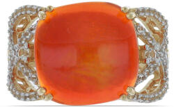  Arannyal Bevont Ezüst Gyűrű - Narancs Opál és Fehér Topáz