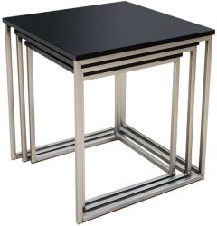 Invicta NEW FUSION 3 darabos króm és fekete lerakóasztal szett (IN-37116)