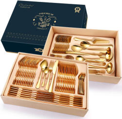  TRENDY' S Evőeszköz készlet, 84 részes, rozsdamentes acél, arany
