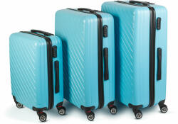 Bewello utazó bőrönd 3 részes merevfalú bőrönd szett - kék- 2x nagy, 1x kicsi (76+72+55cm) ABS++ bw3043 (bw2043-borond)