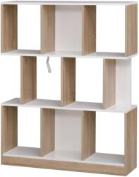 Homcom könyvtár, 3 polc, 100 x 27 x 124 cm, PAL, tölgy / fehér