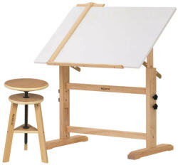  Rajz- és Festőasztal, állítható rajzszékkel - MEEDEN Natural Wood Drafting Table & amp; Stool Set