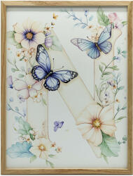  VÁSZON FESTMÉNY VIRÁG N BETŰ LEPKEKKEL KERET NÉLKÜL 50x70