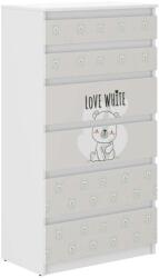 Ifjúsági 5 fiókos Komód - Maci - fehér
