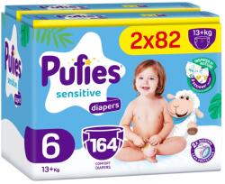 pufies Scutece pentru bebeluși Pufies Sensitive - Extra Large, mărimea 6, 164 buc, 13+ kg, Mega Pack 2 (54000235)