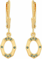  Arannyal Bevont Ezüst Fülbevaló Zöld Gyémánttal, PCY11283