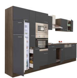 Leziter Yorki Konyhabútor - Antracit/Tölgy - 370 cm