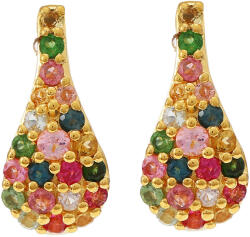  Arannyal bevont Ezüst Fülbevaló - Szivárvány Turmalin - 0.77 karát