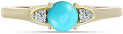  Arannyal Bevont Ezüst Gyűrű Csipkerózsika Türkizzel és Fehér Topázzal, Y62205/54
