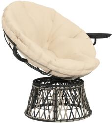 Outsunny Papasan fotel rattan 360°-ban forgatható fonott fotel párna átmérőjével 90 cm kerek kültéri rattan fotel forgó fotel fotel nappali kerti erkély bézs (DY-P339861)