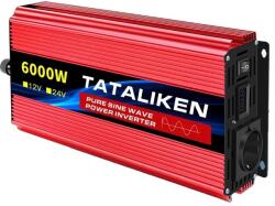  Inverter, tiszta szinuszhullám, nagy teljesítmény, 6000w, 12v 50Hz, 220-240V