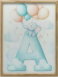  ELEFÁNT FEKETE VÁSZONFESTÉS Léggömbökkel KERET NÉLKÜL 50x70 CM