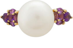  9K Arany Gyűrű Ametiszttel és Édesvízi Gyönggyel - Elegáns Design