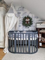  7in1 ovális kiságy antracit színben (babaágy 0-10 éves korig)