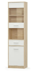 Tempo Vitrines szekrény 1D1W1S, fehér/tölgy sonoma, TEYO