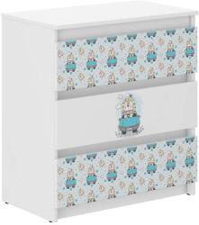  Ifjúsági 3 fiókos Komód - Oroszlán - fehér-kék